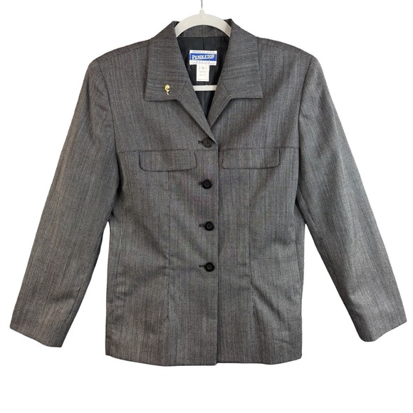 Pendleton Wool Skirt Suit Set Petite 6 Gray 100% Virgin Wool USA - Picture 2 of 11